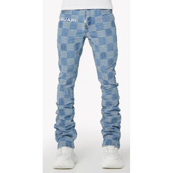 Guapi Checkerboard Denim Jeans "Aqua Blue"