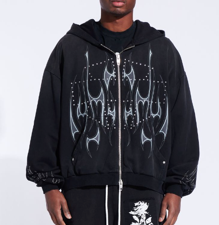 Memory Lane Flame Zip Up Jacket "Black"