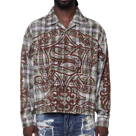 Smoke Rise Grandeur Plaid L/S Button Up Shirt "Epidote"