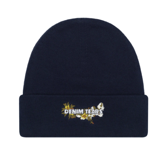 Denim Tears Floral Beanie "Navy"