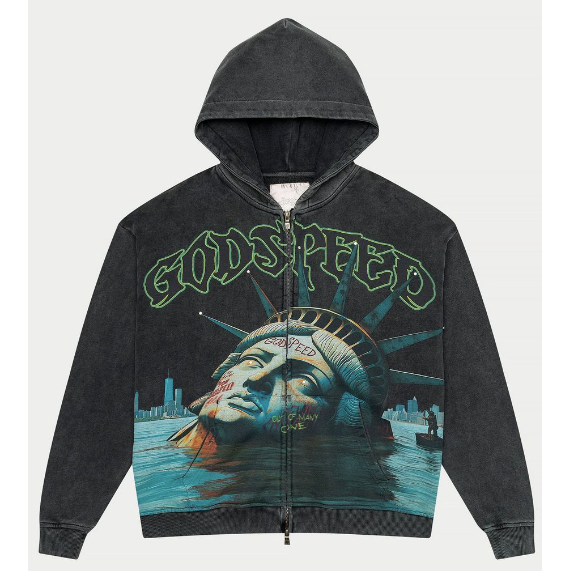 Godspeed Sunken Liberty Zip Up Hoodie "Grey Wash"