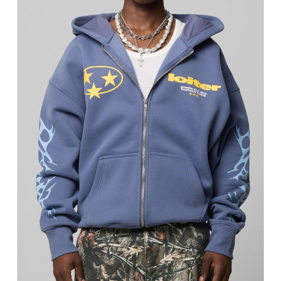 Loiter Solar Zip Hoodie "Blue"