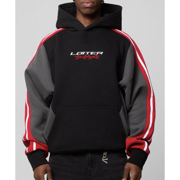 Loiter Hunter Patchwork Hoodie "Black/Red"