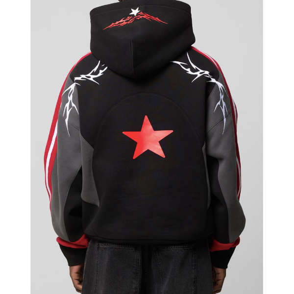 Loiter Hunter Patchwork Hoodie "Black/Red"