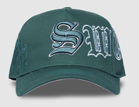 Sworn To Us Outline Poetry Snapback Hat "Dark Teal"