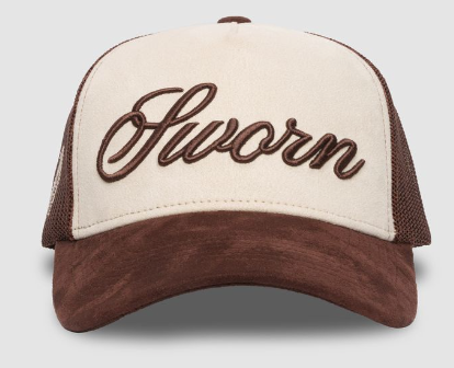 Sworn To Us Script Suede Snapback Hat "Brown"