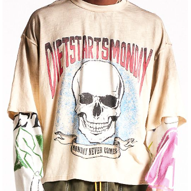 Diet Starts Monday Skull L/S "Antique White"