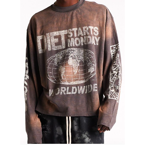 Diet Starts Monday Worldwide L/S Tee "Vintage Black"