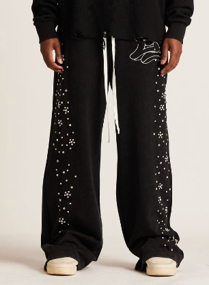 Embellish Stud Sweat Pants "Black"