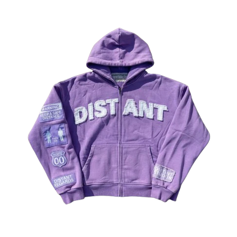 Distant Studios Distant Zip Up Hoodie “Purple"