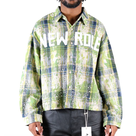 Love To Kleep New Role Cropped Flannel  "Quartz Green"