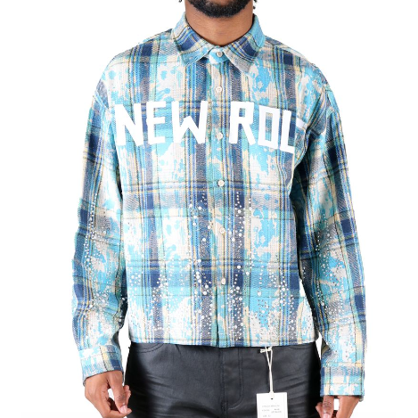 Love To Kleep New Role Cropped Flannel  "Ashen Blue"