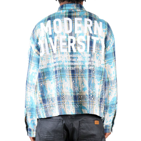 Love To Kleep New Role Cropped Flannel  "Ashen Blue"