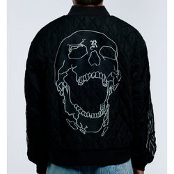 Revenge Apparel Skull Logo Quilted Bomber Jacket "Black"
