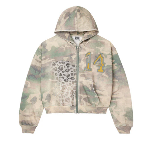 Vale Cheetah Camo Zip Up Jacket "Green/Cream"