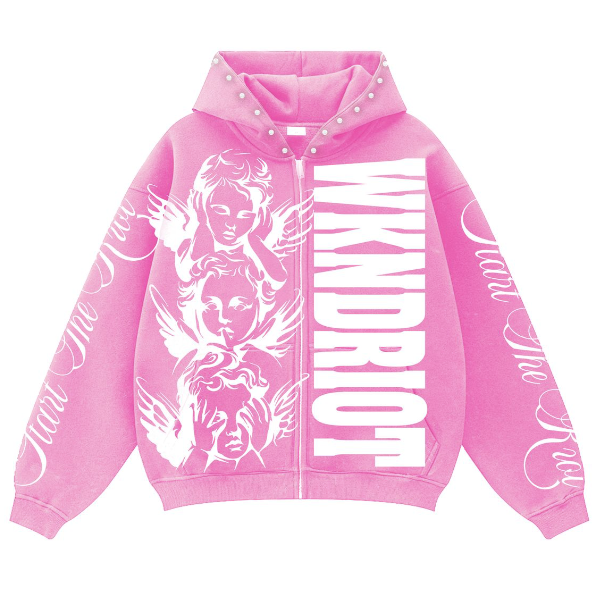 WKNDRIOT Start The Riot Zip Up Hoodie "Pink"