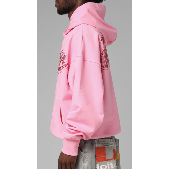 Loiter Silicone Rhinestone Zip Up Hoodie "Pink"