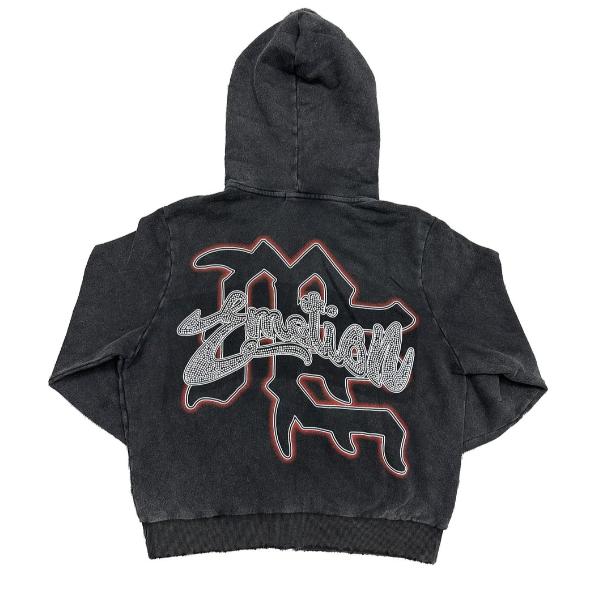 Mixed Emotion Cupid Zip Up Hoodie "Black"