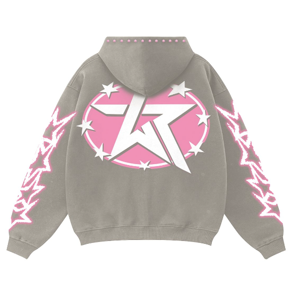 WKNDRIOT High Fashion Zip Up Hoodie "Grey/Pink"