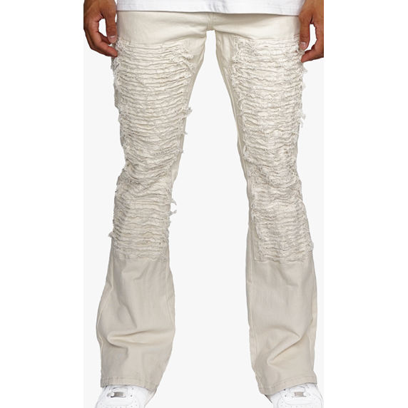 EPTM Distressed Carpenter Flare Pants "Off White"