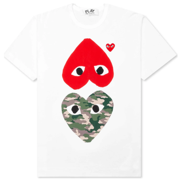 Comme Des Garcons Play Camo Mirror Heart Tee "White"