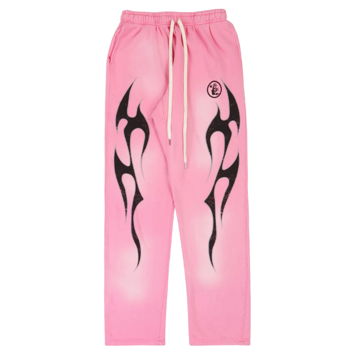 Hellstar Black Flame Sweatpants "Pink"