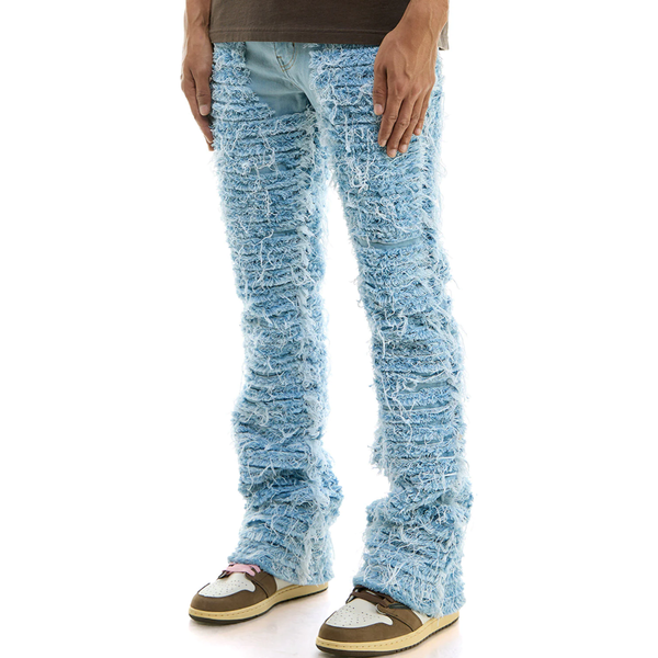 KDNK Blaze Distressed Skinny Flare Pants "Blue"