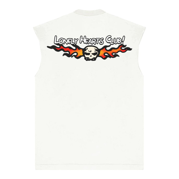 Lonely Hearts Club Deliver Us From Evil Sleeveless Tee "Off White"