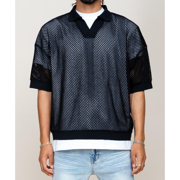 EPTM Knit Mesh Polo Tee "Black"