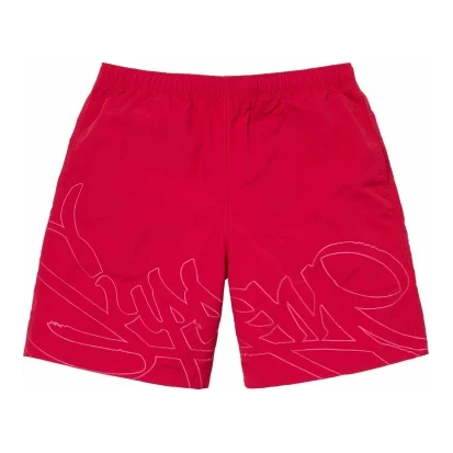 Supreme Tag Nylon Shorts "Red"