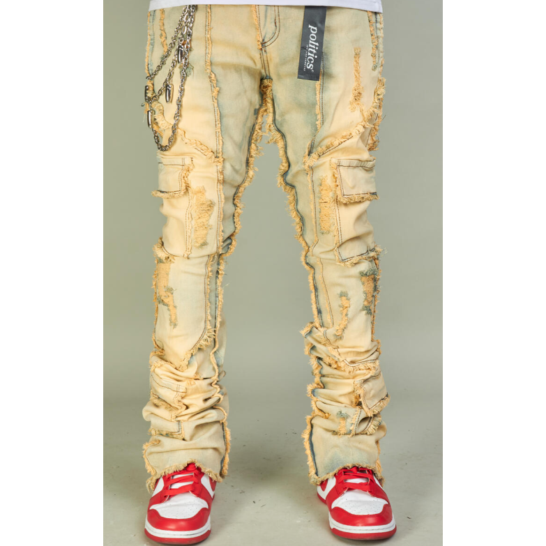 Politics Distressed Cargo Jeans "Vintage Wash"