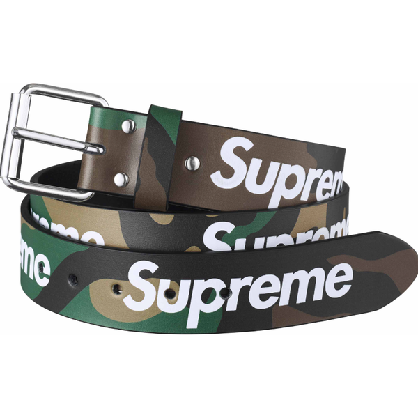 Supreme Repeat Leather Belt "Woodland Camo"