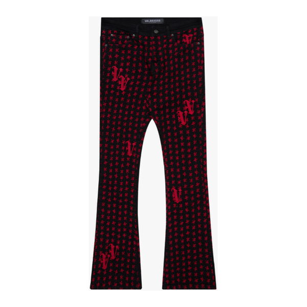 Valabasas Asterisk Stacked Jeans "Black/Red"