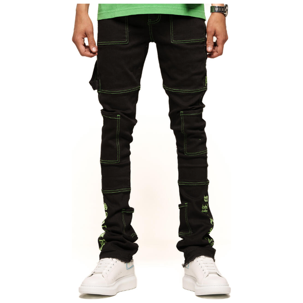 Pheelings Defying Odds Stacked Jeans "Black/Green"