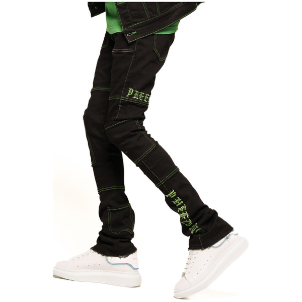 Pheelings Defying Odds Stacked Jeans "Black/Green"