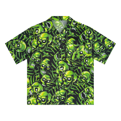 Bravest Studios Skully Camp Button Up Shirt "Green"