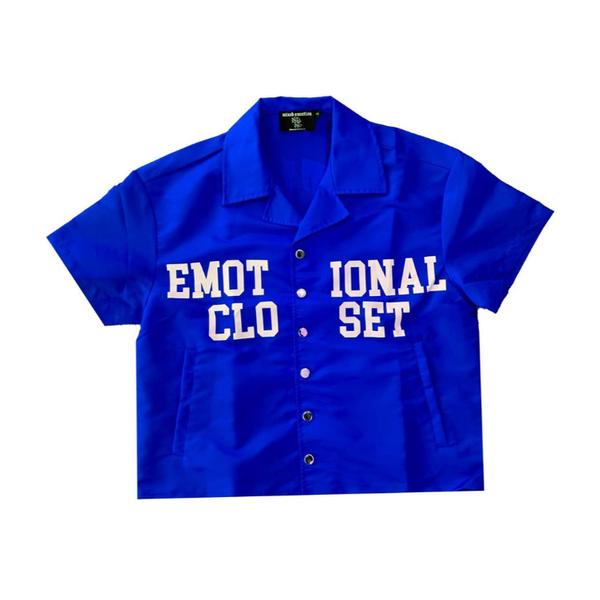 Mixed Emotion Backyard Nylon Button Up Shirt "Blue"