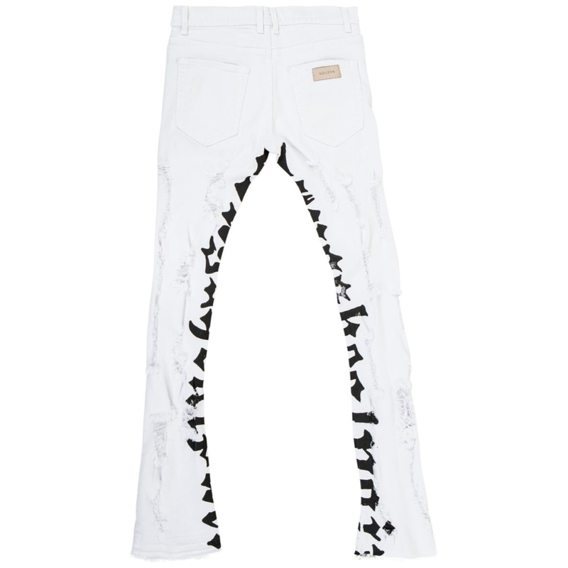 Golden Denim Vermont Shredded Stacked Jeans "White"