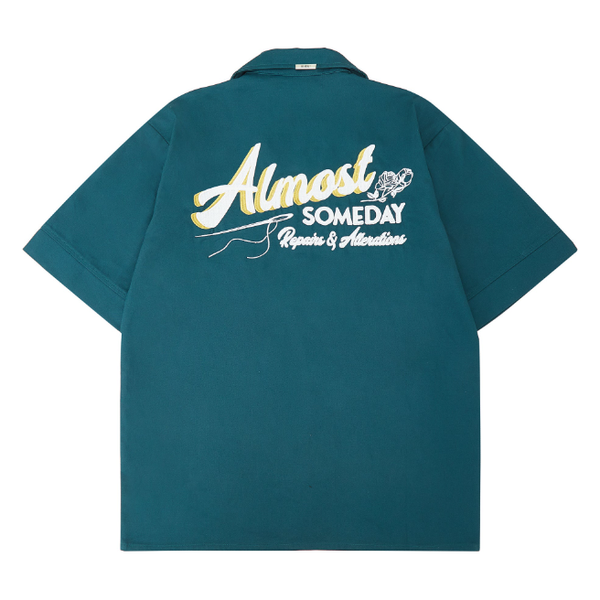 Almost Someday Storefront Camp Button Up Shirt “Forest Green”