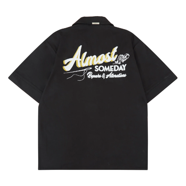 Almost Someday Storefront Camp Button Up Shirt “Black”