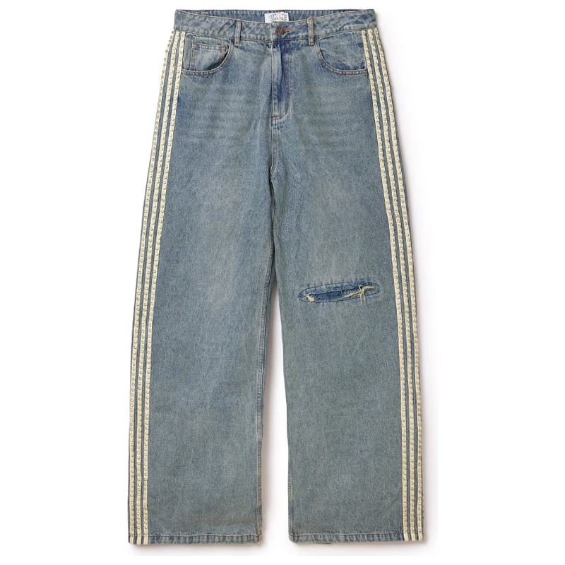 Vale Forever Rhinestone Stripe Denim Jeans “Blue”