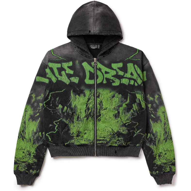 Vale Forever Nightmare Zip Up Hoodie "Black/Green"