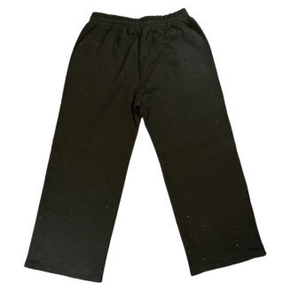 6IXTEEN Zips Rhinestone Sweatpants “Black”