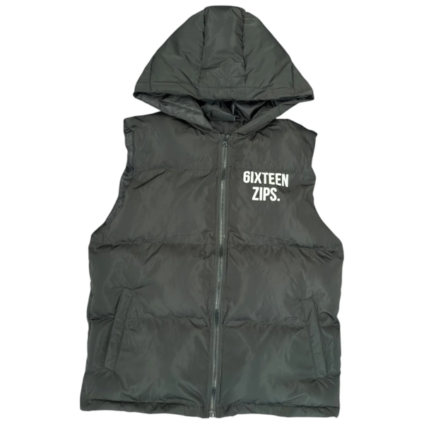 6IXTEEN Zips Logo Puffer Vest “Black”