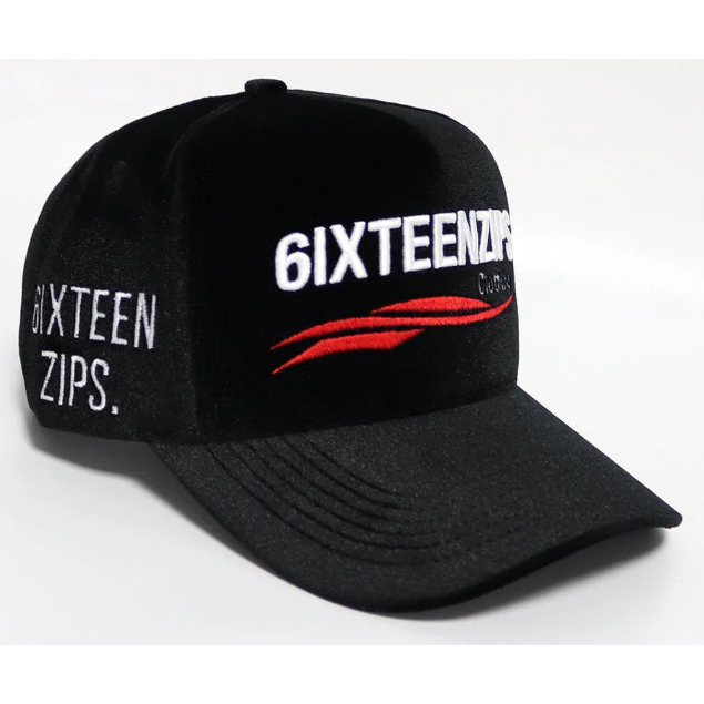 6IXTEEN Zips ECC Velvet Hat “Black/Red”