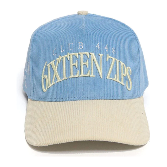 6IXTEEN Zips Club 448 Corduroy Hat “Beige/Sky Blue”