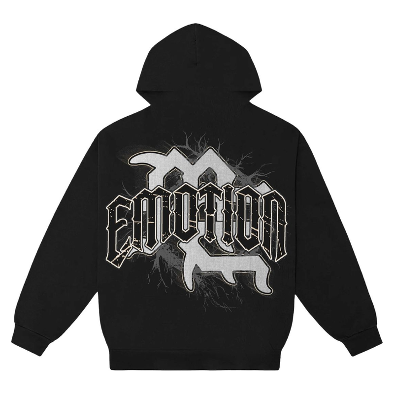 Mixed Emotion Cropped Blinded Hoodie "Black"