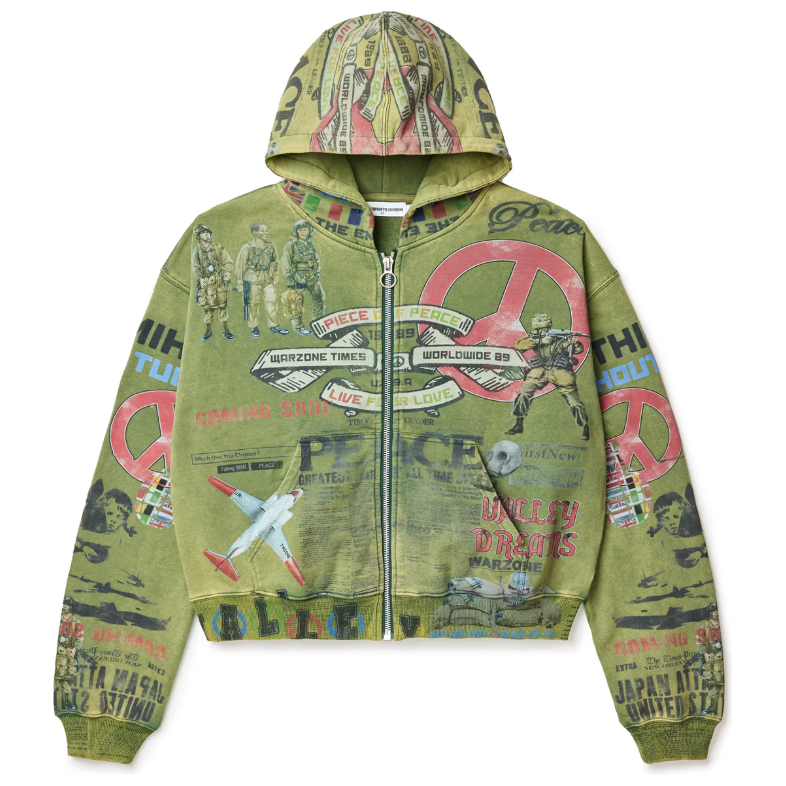 Vale Forever Peace Zip Up Hoodie "Olive"