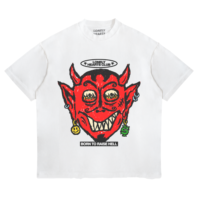 Lonely Hearts Club The Devil Inside Cropped Tee "Cream"