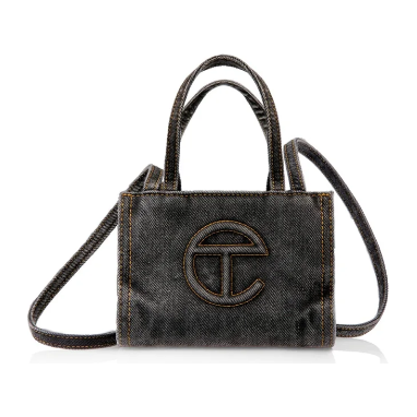 Telfar Small Denim Shopping Bag "Black"